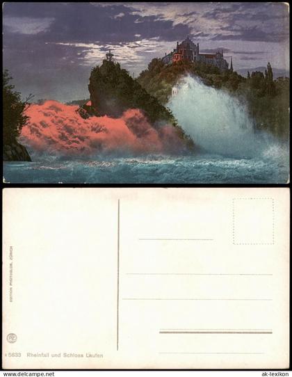 Ansichtskarte Laufen-Uhwiesen Rheinfall und Schloss Laufen 1910