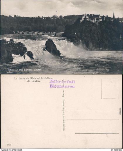 Ansichtskarte Laufen-Uhwiesen Schloss Laufen mit Rheinfall 1930