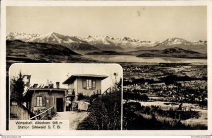CPA Hausen am Albis Kanton Zürich, Wirtschaft Albishorn, Station Sihlwald, Ortspanorama