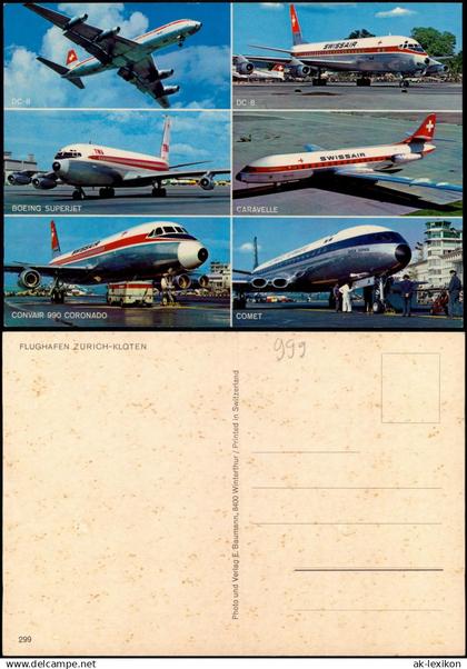Kloten Zürich-Kloten Flughafen Mehrbildkarte mit Flugzeugen 1970
