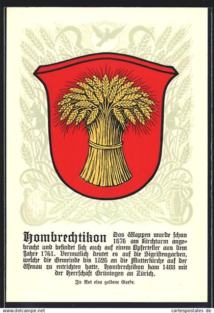 Künstler-AK Hombrechtikon, Wappen mit goldener Garbe