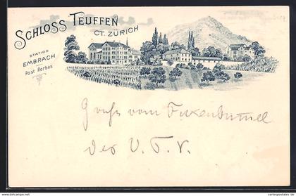 Lithographie Embrach, Das Schloss Teuffen
