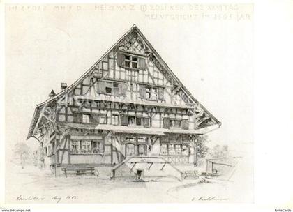 Lutikon Hombrechtikon ZH Riegelhaus Zeichnung Fachwerkhaus