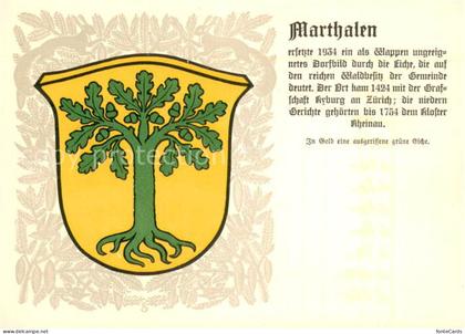 Marthalen ZH Zuercher Gemeindewappen In Gold eine ausgerissene gruene Eiche