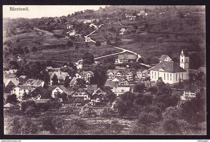 1921 gelaufene AK aus Bäretswil mit Dorfansicht. Bahnstempel Bauma-Uerikon-Bauma. Eckbug unten links