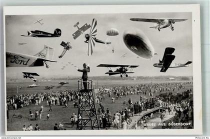 8600 Dübendorf Fotomontage AK Zeppelin Flugzeug Flugplatz - 13674010