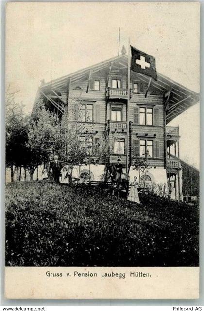 8825 Hütten 1909 Foto AK Pension Laubegg - 13585743