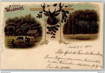 8135 Langnau am Albis 1899 Lithographie Wildpark Hirsch Carl Künzli Züri... - 13449456
