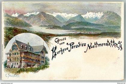 8932 Mettmenstetten Lithographie sign. Steinmann, C. Hotel Kurhaus Parad... - 13572992