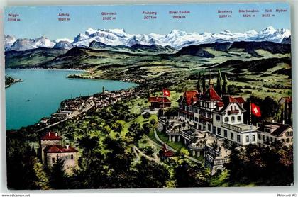 8803 Rüschlikon - Hotel Kurhaus Belvoir Zürichsee Fahne Fabrik Berge - 13938123
