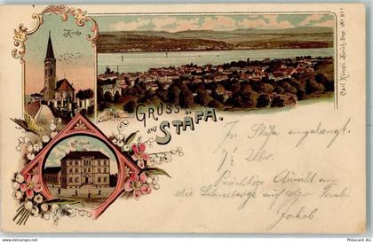 8712 Stäfa 1899 Lithographie Kirche Schule - 13601483