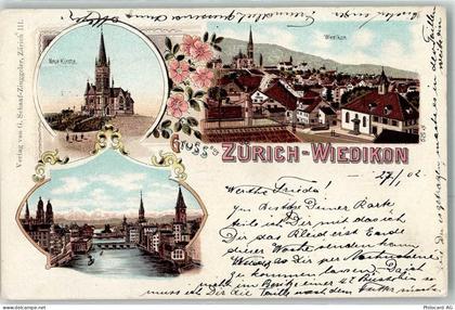 8000 Wiedikon Zürich 1902 Lithographie Neue Kirche - 13616021