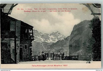 8000 Wiedikon Zürich 1907 Gebrauchsspuren Tellaufführungen - 10394917