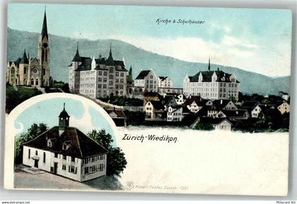 8000 Wiedikon Zürich Foto AK Kirche Schulhäuser - 13994008