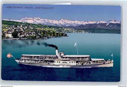 Zürichsee - Schiff Dampfer Stadt Rapperswil, Alpen - 50943393