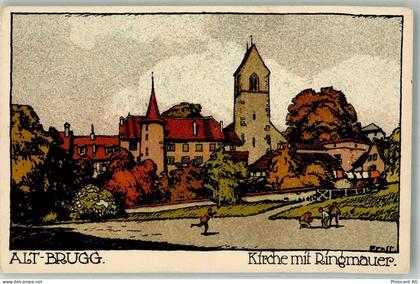 5200 Brugg AG Künstlersteindruck Kirche Ringmauer - 13581924