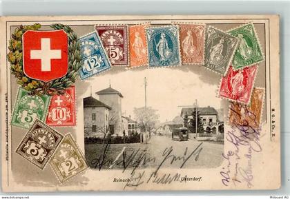 5734 Reinach AG Prägedruck Briefmarken Wappen Straßenbahn Lithographie... - 13623068