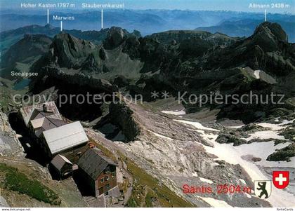 Saentis AR Berghotel Saentis mit Seealpsee Marwies Stauberenkanzel Altmann