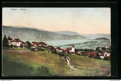 AK Erlach, Cerlier, Ortspartie mit Kirche