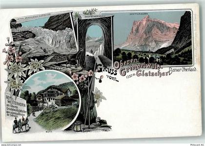 3818 Grindelwald Lithographie Oberer Grindelwald Gletscher Wetterhorn Gl... - 13455765