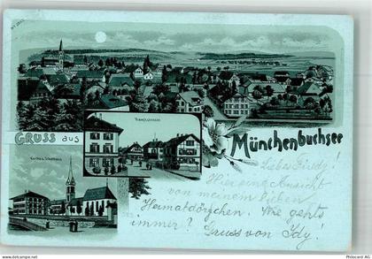 3053 Münchenbuchsee 1899 Lithographie Kirche Hauptstrasse Schulhaus - 13674097