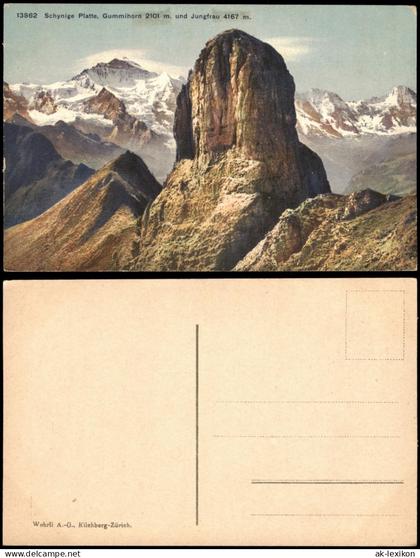 Ansichtskarte Gsteigwiler Schynige Platte, Gummihorn und Jungfrau 1914