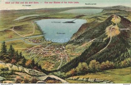 Bielersee Lac de Bienne BE Vue sur Bienne et les troix lacs