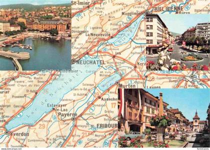 Bienne BIEL-BIENNE Les trois lacs Bienne Neuchâtel Morat Landkarte Motive Stadtz