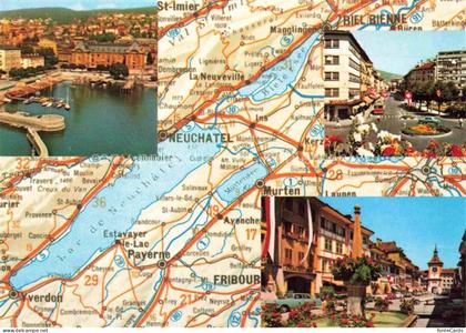 Bienne BIEL-BIENNE Les trois lacs Bienne Neuchâtel Morat Landkarte Motive Stadtz