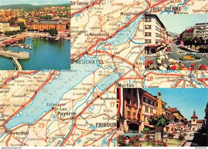 Bienne BIEL-BIENNE Les trois lacs Bienne Neuchâtel Morat Landkarte Motive Stadtz