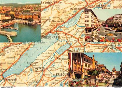 Bienne BIEL-BIENNE Les trois lacs Bienne Neuchâtel Morat Landkarte Motive Stadtz