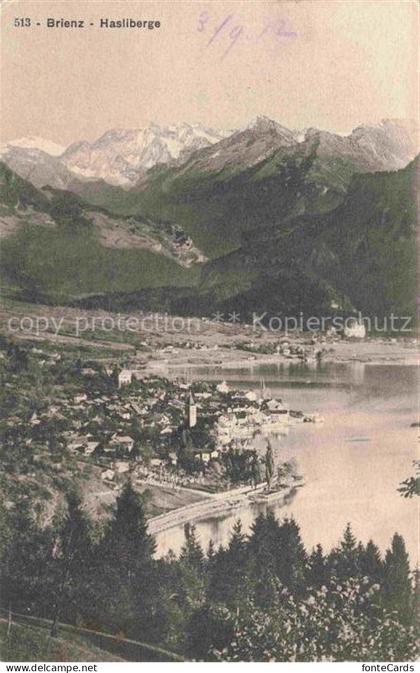 Brienz Brienzersee BE Hasliberge Brienzersee Kirche Dorf Berge Schnee Seeufer Wa