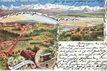 Evilard-sur-Bienne Evilard-Leubringen Biel BE Panorama vue sur le village les la