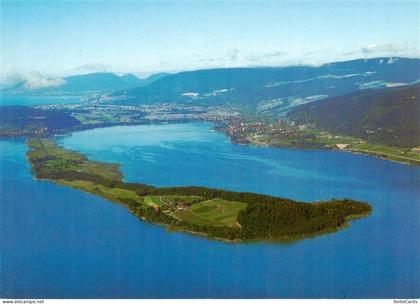 Ile-de-St-Pierre Ligerz Bielersee BE Fliegeraufnahme Bielersee Insel Waelder Fel