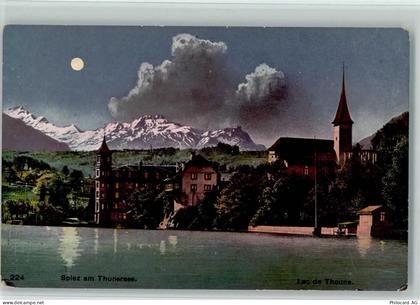 3700 Spiez Mondschein Blick nach Spiez am Thunersee Lac de Thoune - 11093851
