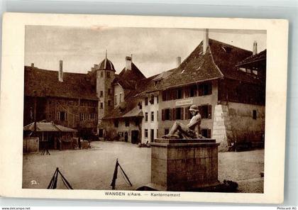 3380 Wangen an der Aare Foto AK Denkmal Soldat Kantonnement Feldpost Kas... - 38021831