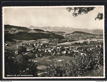 AK Zäziwil i. E., Ortsansicht mit Stockhornkette