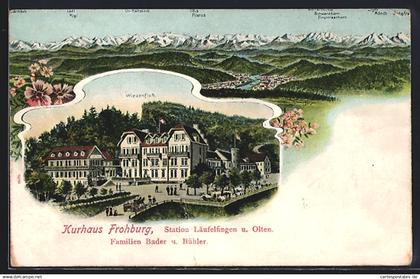 AK Läufelfingen, Kurhaus Frohburg mit Umgebung, Ortsansicht mit Bergpanorama