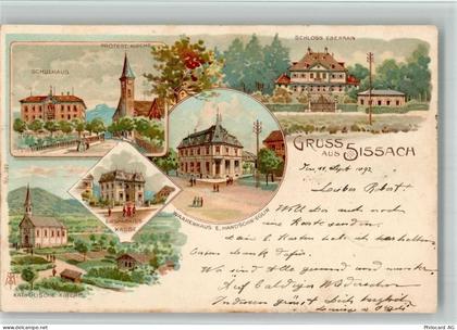 4450 Sissach 1902 BOAKC Lithographie Schulhaus Protest. Kirche Schloss E... - 13702412