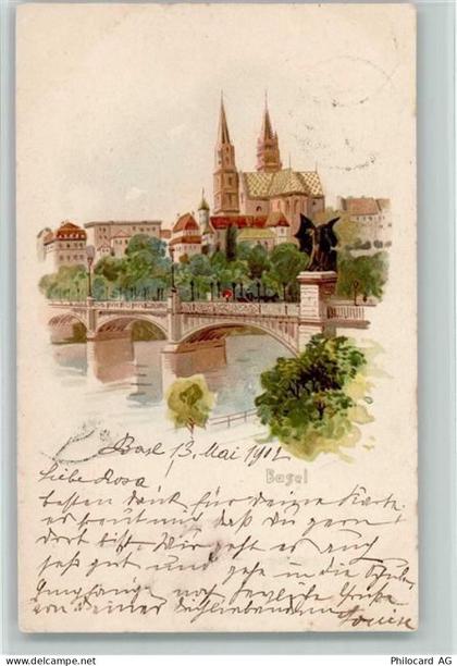 4000 Basel Bâle Künstlerkarte Blick nach Basel Brücke - 11093551