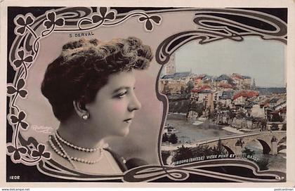 Suisse - FRIBOURG - Suzanne Derval - Actrice de théâtre et demi-mondaine de la Belle Époque - Vieux pont et ville basse