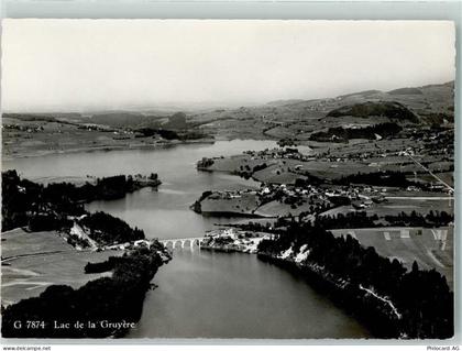 1663 Greyerz Gruyères - Fliegeraufnahme Brücke Lac de la Gruyere - 10391221