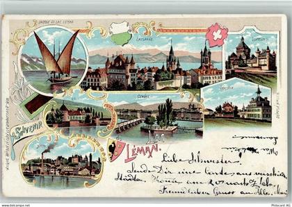 Genfersee Lac Leman 1901 Lithographie Barque du Lac Leman Nyon Geneve La... - 13220867