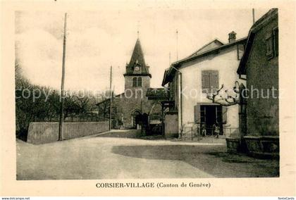Corsier-Village GE Ortspartie mit Brunnen