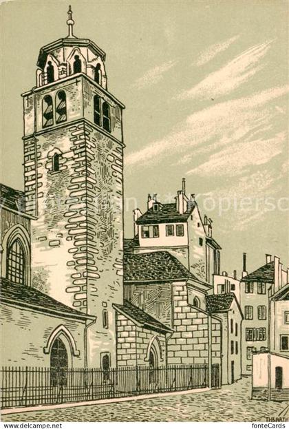 Geneve GE Temple de la Madeleine et rue Toutes ames