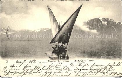 Lac Leman Genfersee Genfersee Segelboot Sonnenuntergang Kuenstlerkarte
