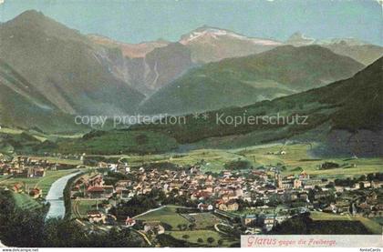GLARUS Glaris GL Freiberge Fluss Tal Ortschaft Berge Panorama Alpen