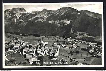 AK Schwändi /Glarus, Teilansicht mit Bergen