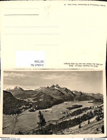 587394,Foto Ak Sils im Engadin/Segl Blick geg. Sils Silsersee u. Piz della Margna Switzerland pub M. Meerkämper 19
