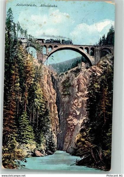 7082 Vaz/Obervaz 1921 Gebrauchsspuren Eisenbahn Albulabahn Soliserbrücke... - 38070281